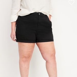 High- Waisted Chino Shorts (Black)
